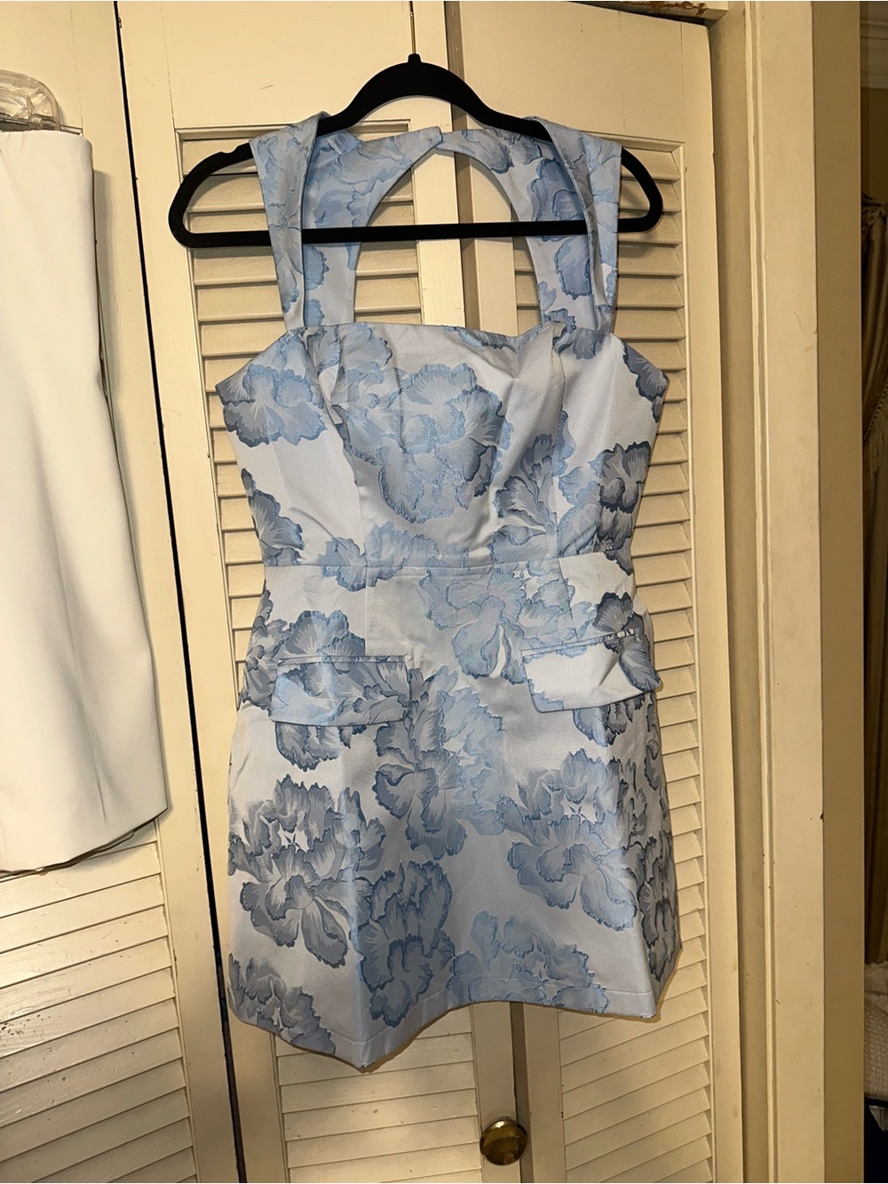 Showpo Powder Blue Floral Square-Neck Mini Dress - Picture 2 of 5